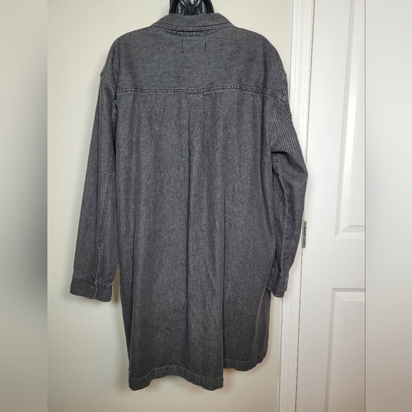 NWT Madewell Oversized Black Denim Shirtdress Lunar Wash sz L NI628 - Picture 3 of 11